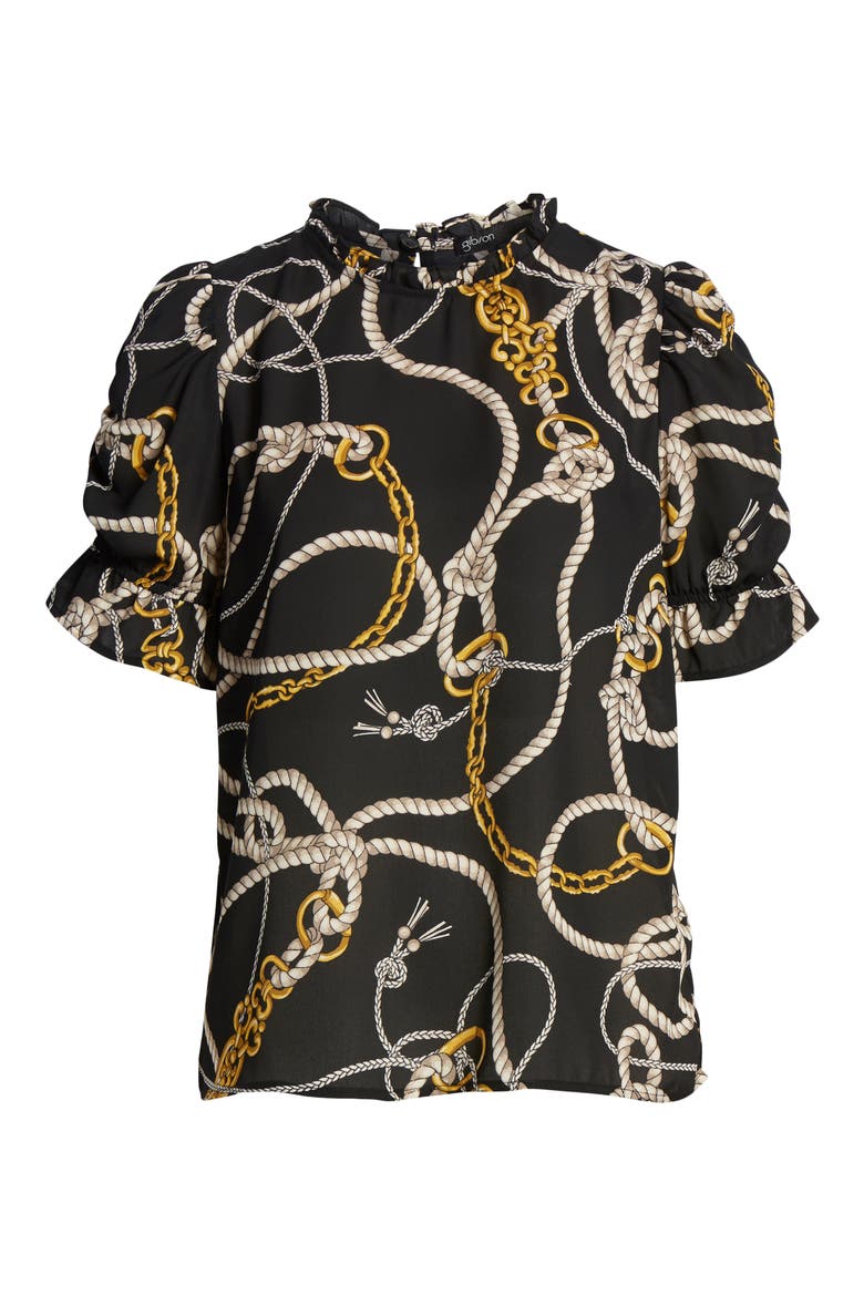 Gibson Rebecca Ruffle Puff Sleeve Blouse, Alternate, color, GOLD CHAIN