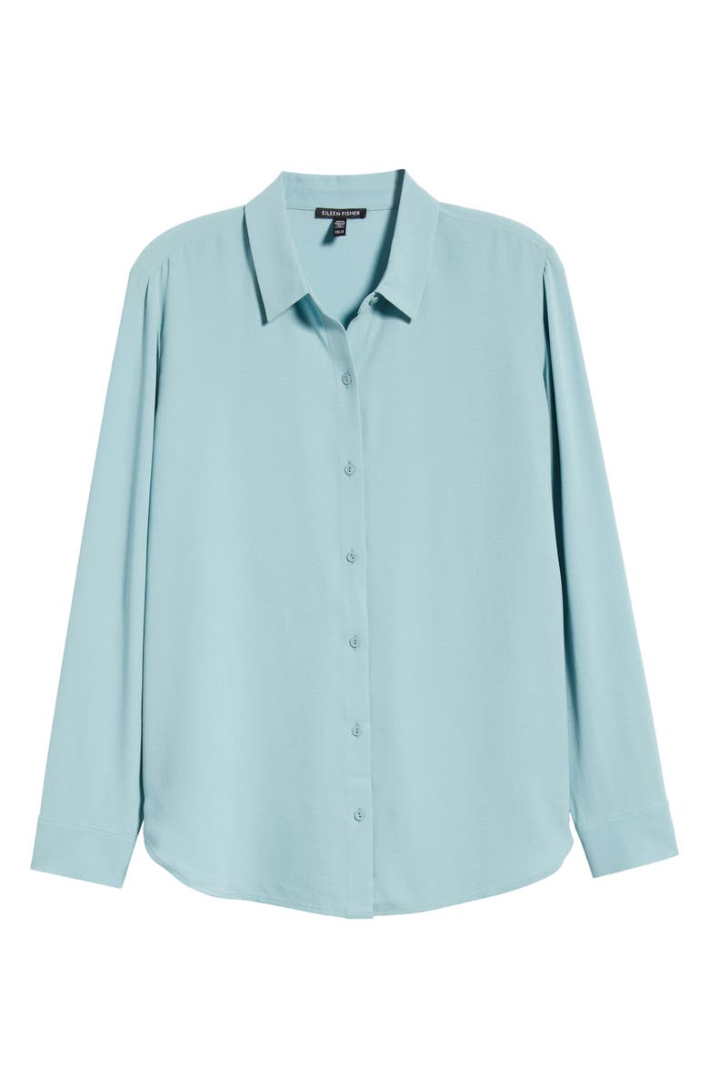 Eileen Fisher Classic Collared Silk Shirt, Alternate, color, Seafoam