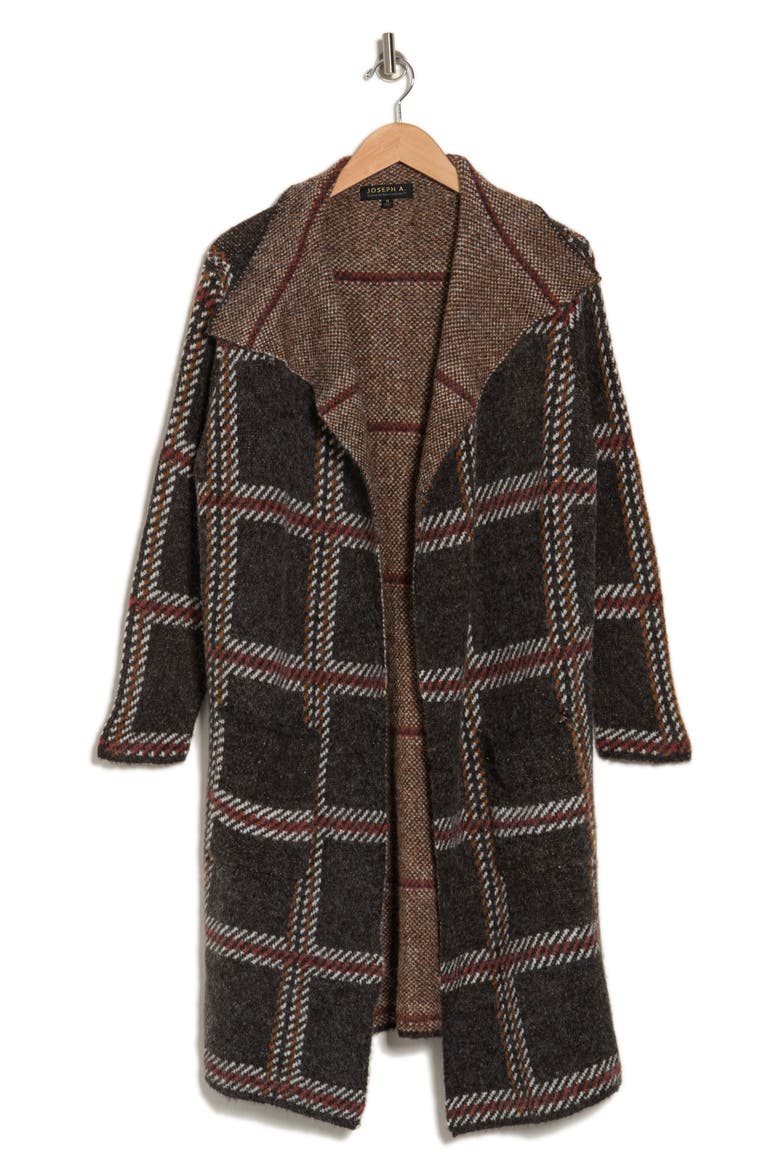 Plaid Drape Collar Cardigan, Alternate, color, PREPPY PLAID