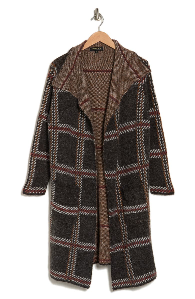 Joseph A Plaid Drape Collar Cardigan, Alternate, color,