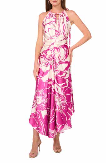 Parker The Imani Floral Cutout Ruched Satin Maxi Dress