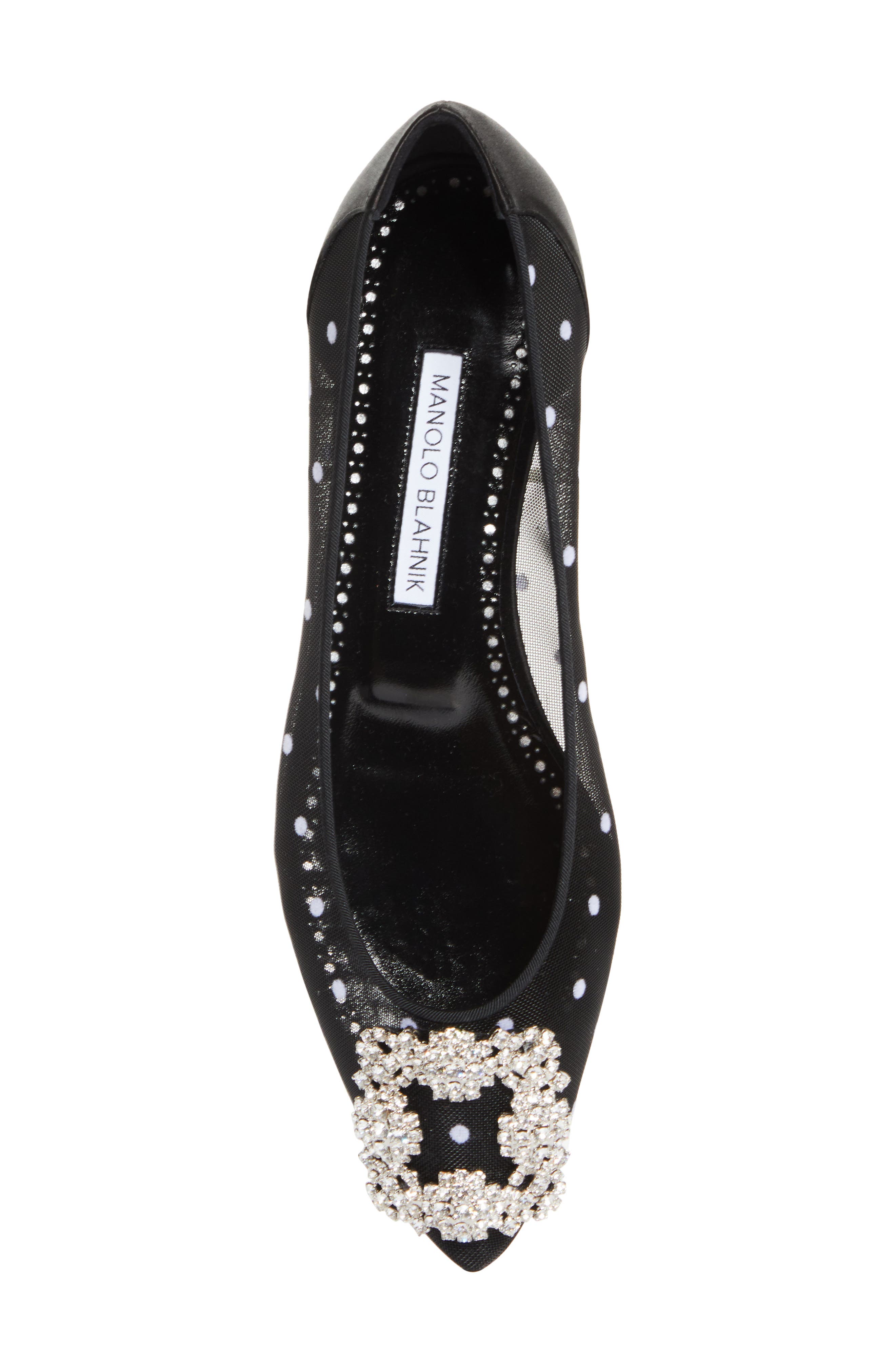 Manolo Blahnik Hangisi Crystal Buckle Flat, Alternate, color, 