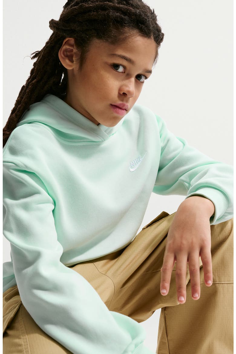 Kids' Club Fleece Hoodie, Alternate, color, BARELY GREEN/ WHITE
