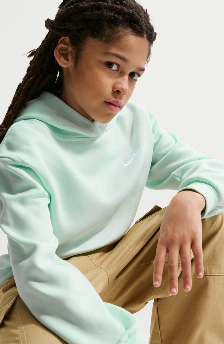 Nike Kids' Club Fleece Hoodie, Alternate, color, Barely Green/ White
