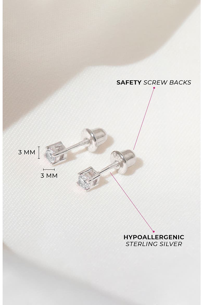 Traditional Prong Set Earrings, Alternate, color, Silver