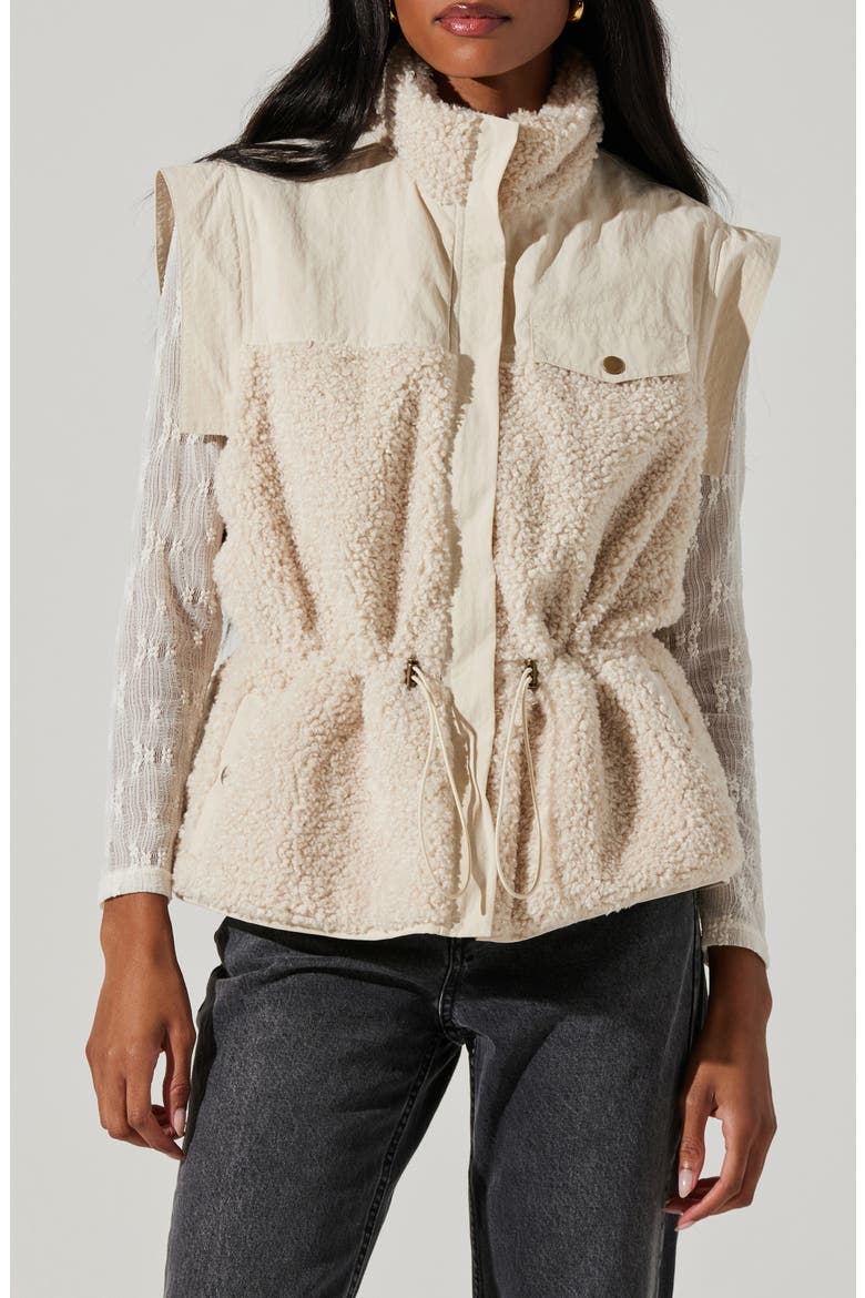 Ivania Fleece Trim Vest, Main, color, CREAM