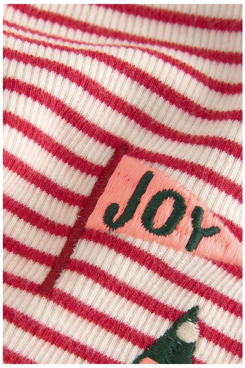 Kids' Festive Rib Long Sleeve Stretch Cotton Top, Alternate, color, RED