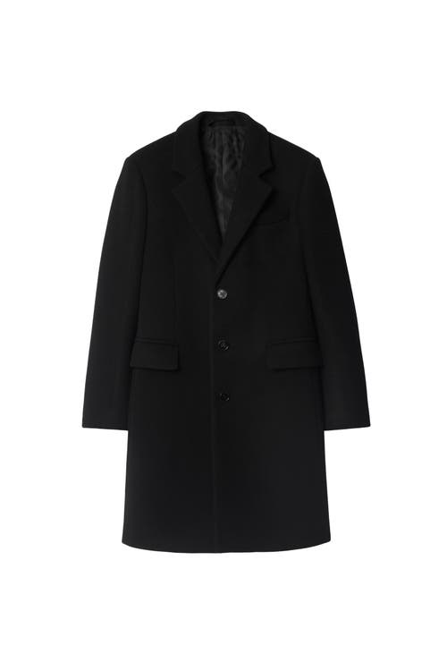 Burberry Wool Tailored Coat In Black