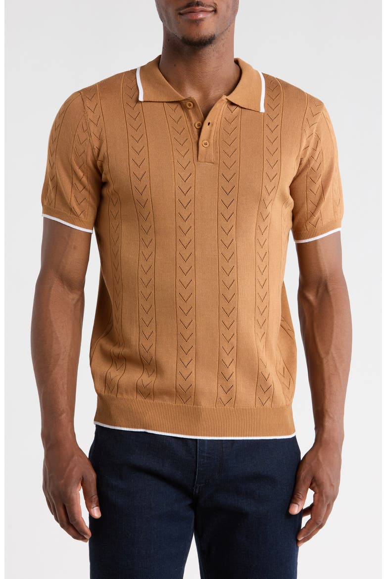 Slim Fit Polo Sweater, Main, color, CAMEL