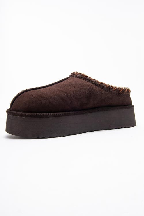 Forever & Always Shoes Avelia Leather Winter Slippers In Brown