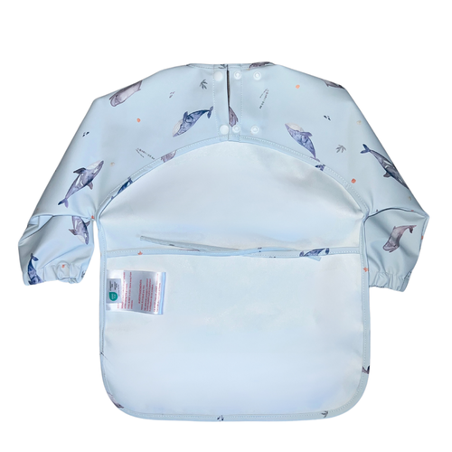 Neferland Premium Classic Low-pocket Long Sleeve Bib Smock In Whale Watching (2t-4t)