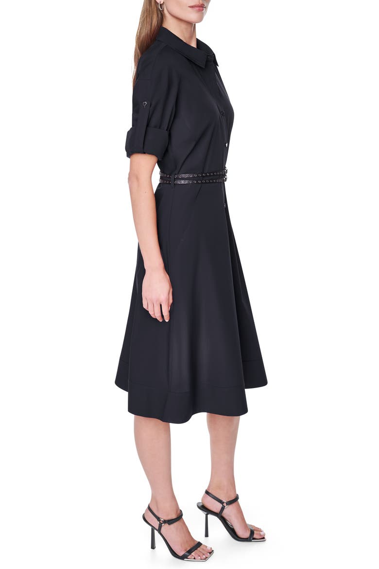 Long Sleeve Stretch Cotton Shirtdress, Alternate, color, BLACK