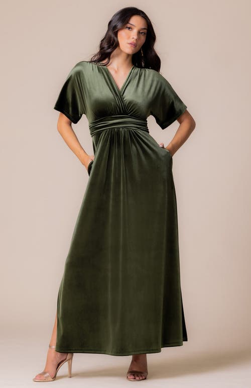 Kiyonna Verona Velvet Evening Gown In Olive