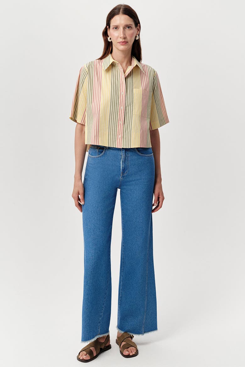 Ambra Half Sleeve Crop Shirt, Alternate, color, Multi Color