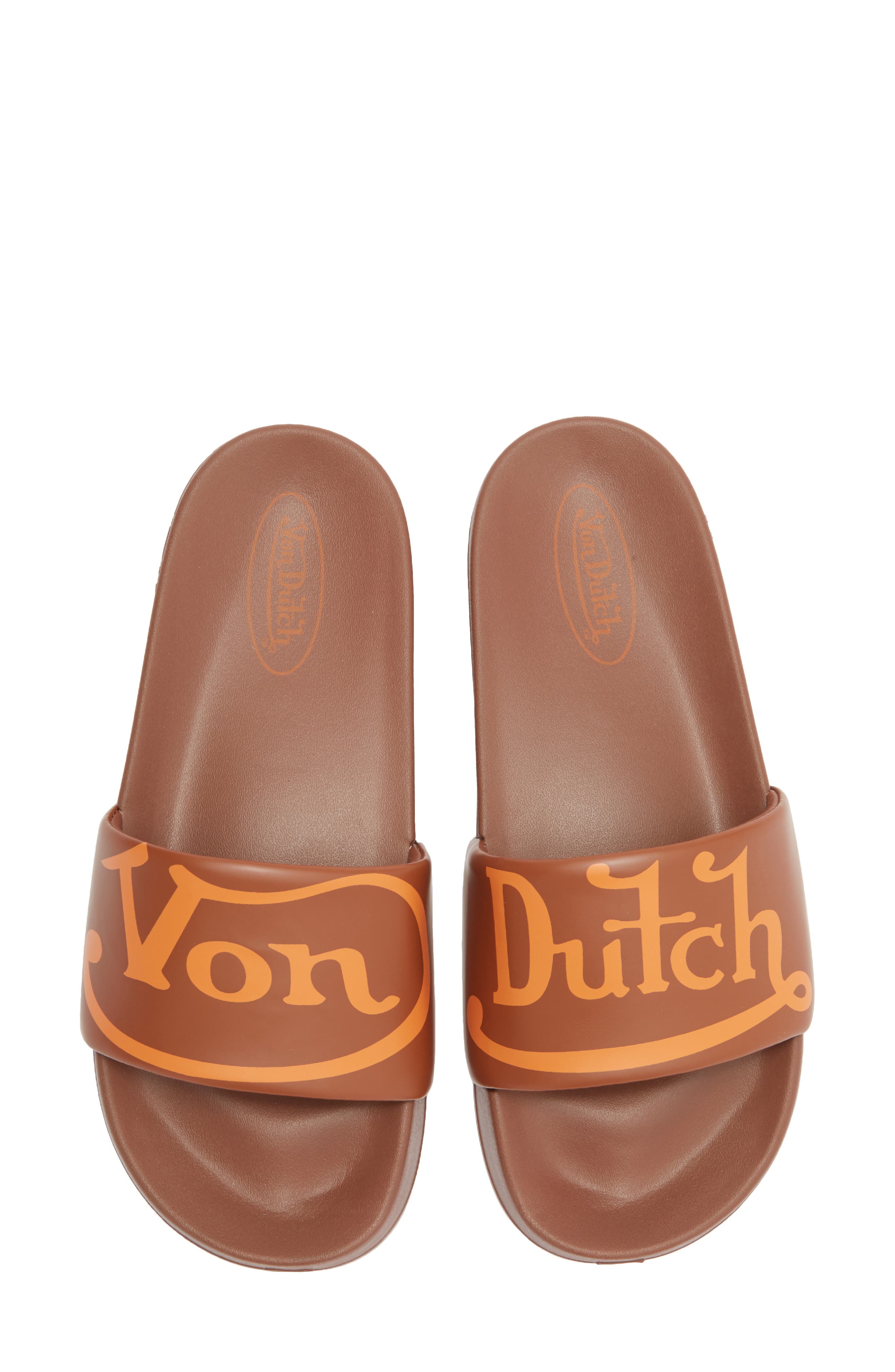 Von Dutch Slick Slide Sandal, Alternate, color, Brown/ Orange