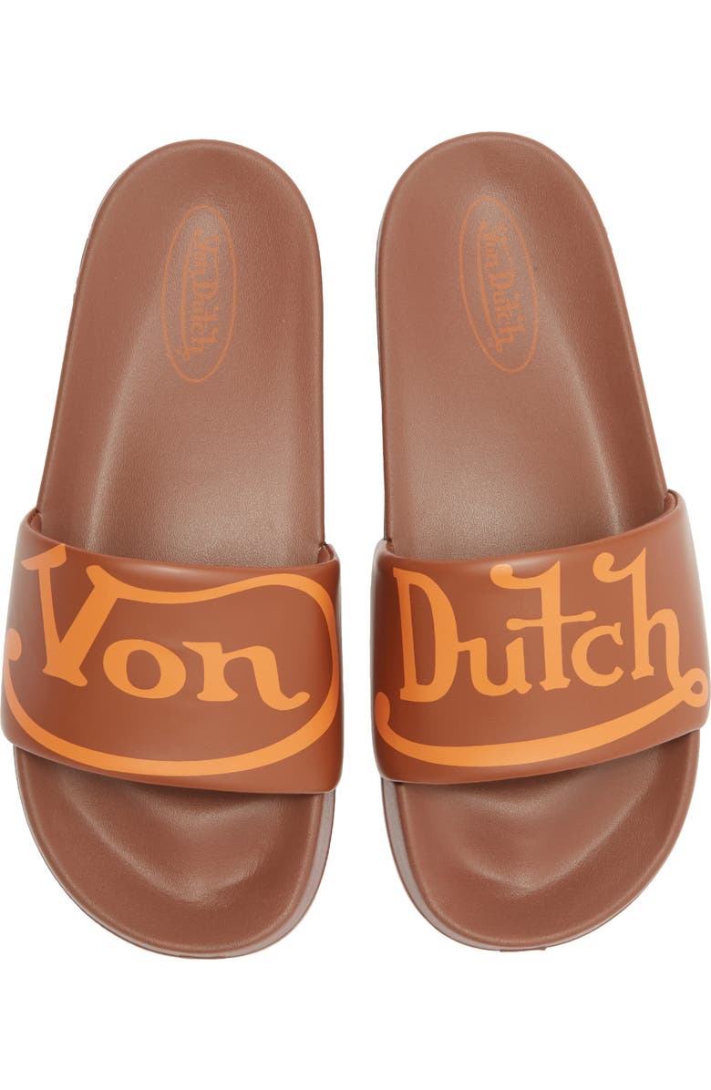 Von Dutch Slick Slide Sandal, Alternate, color, Brown/ Orange