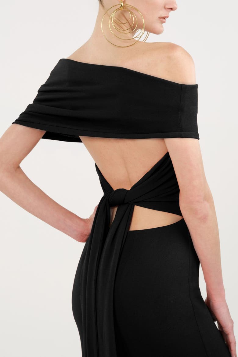 Asymmetric Strapless Maxi Dress, Alternate, color, Black