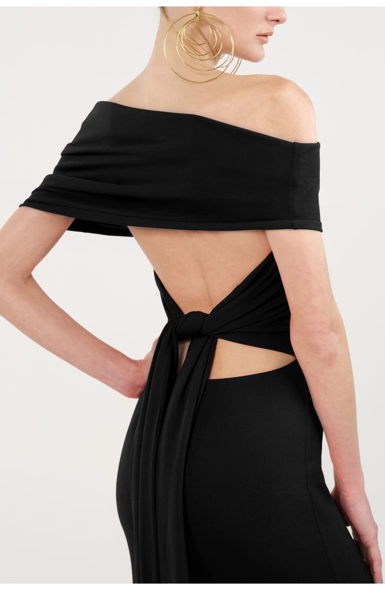 Nocturne Asymmetric Strapless Maxi Dress, Alternate, color, Black
