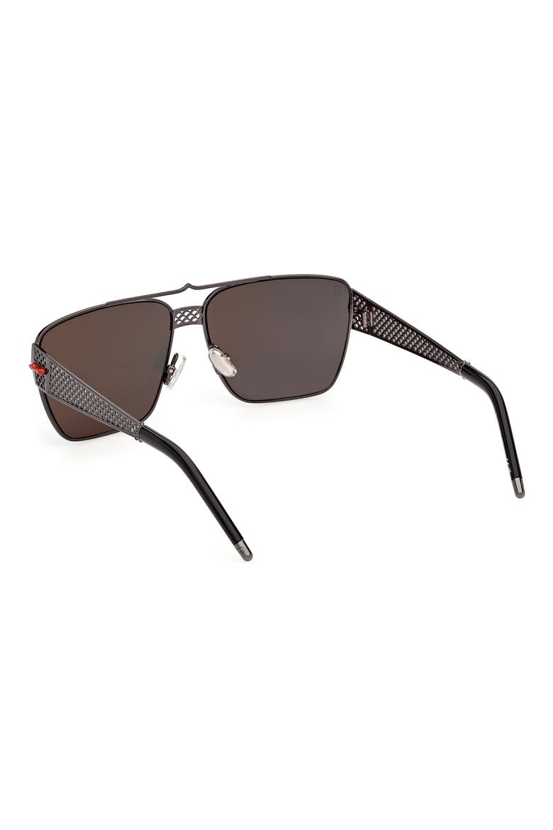 60mm Square Sunglasses, Alternate, color, SHINY GUNMETAL / SMOKE