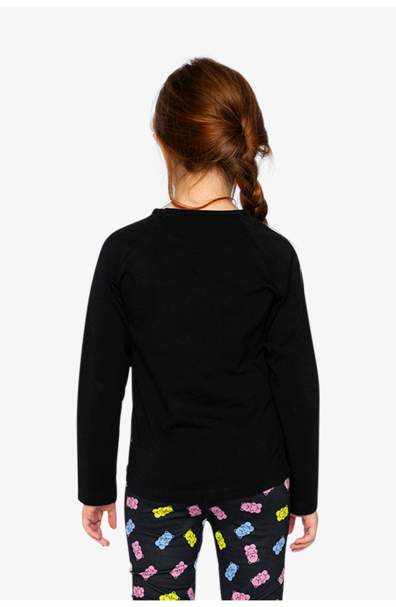 Deux par Deux Rainbow Teddy Bear Raglan Organic Cotton Crew Neck T-Shirt, Alternate, color,
