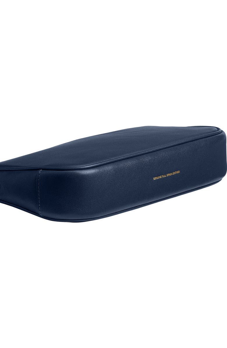 COACH Plaza Natural Grain Leather Shoulder Bag, Alternate, color, Navy