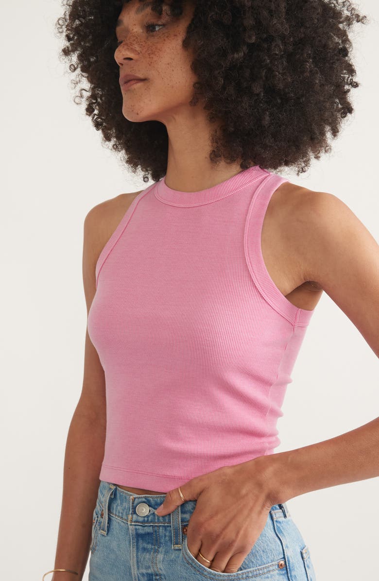 Marine Layer Lexi Sun-In High Neck Crop Rib Tank, Alternate, color, 