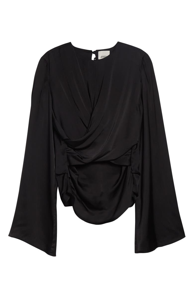 Isabel Marant Neame Draped Bell Sleeve Top, Alternate, color, Black
