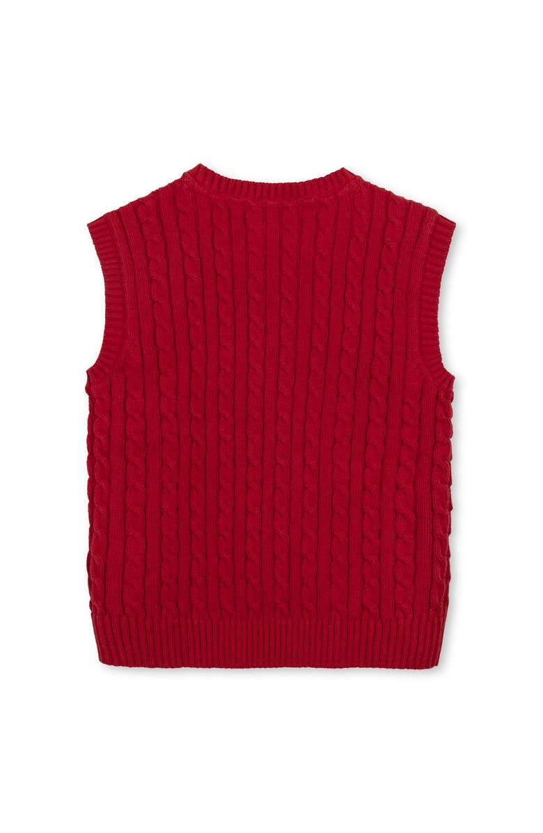 Hope & Henry Kids' Organic V-Neck Cable Sweater Vest, Alternate, color, Red Cable