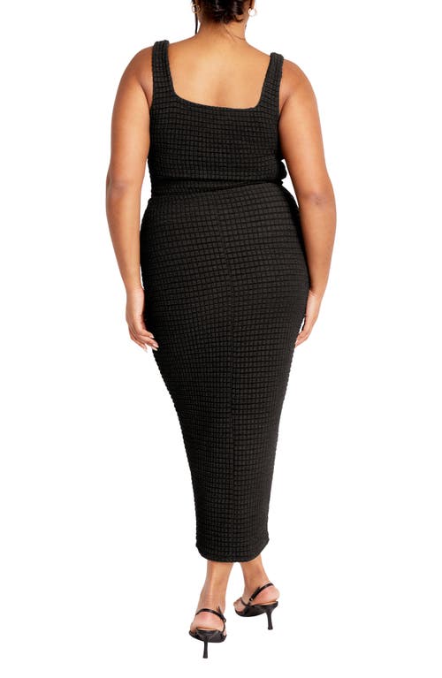 City Chic Sweet Tie Strap Open Stitch Midi Dress In Black