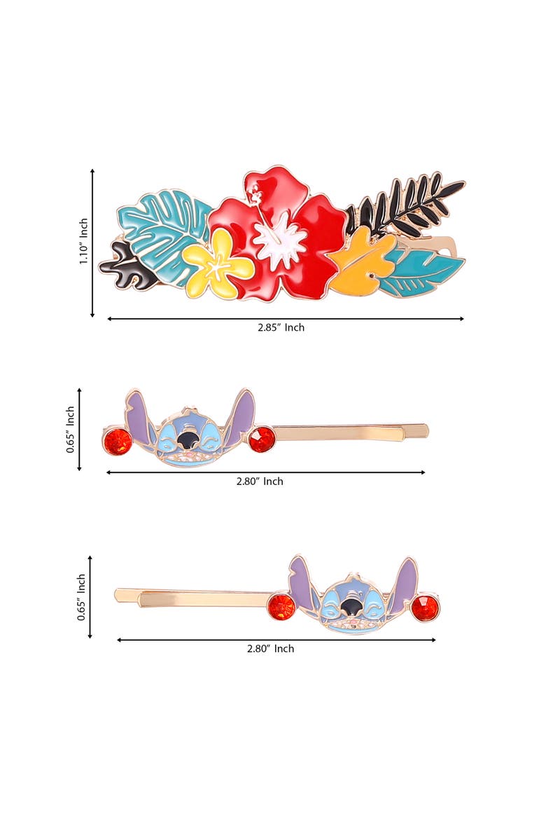 Stitch Barrette and Bobby Pins Set 3-Piece Official License, Alternate, color, Blue