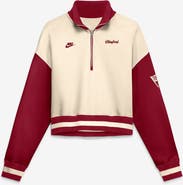 Nike Women's Nike Natural/Cardinal Stanford Cardinal Oversized Legacy Color Block Cropped Quarter-Zip Pullover
