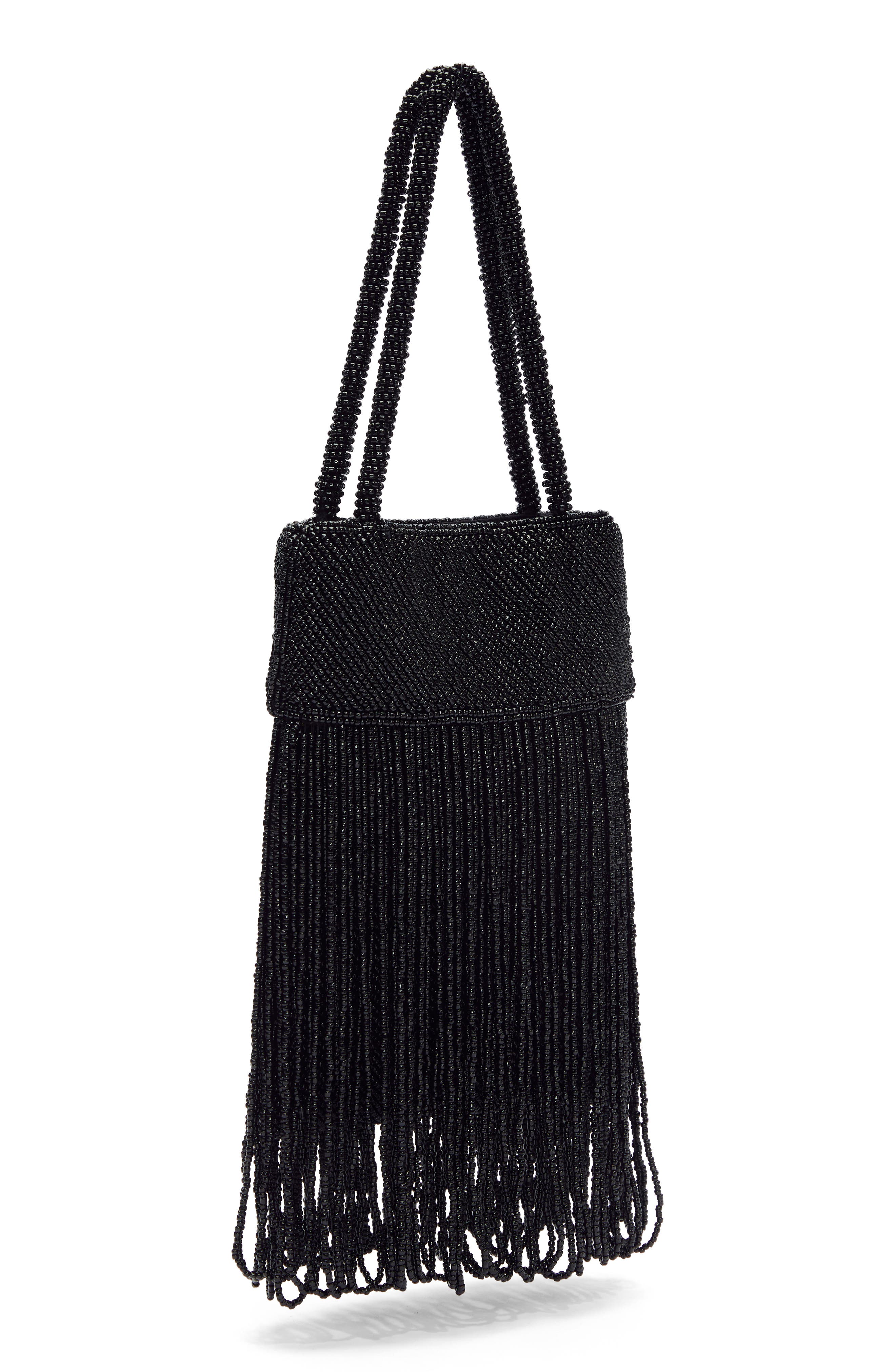 Reformation Mini Valentina Beaded Bag, Alternate, color, Black Beaded