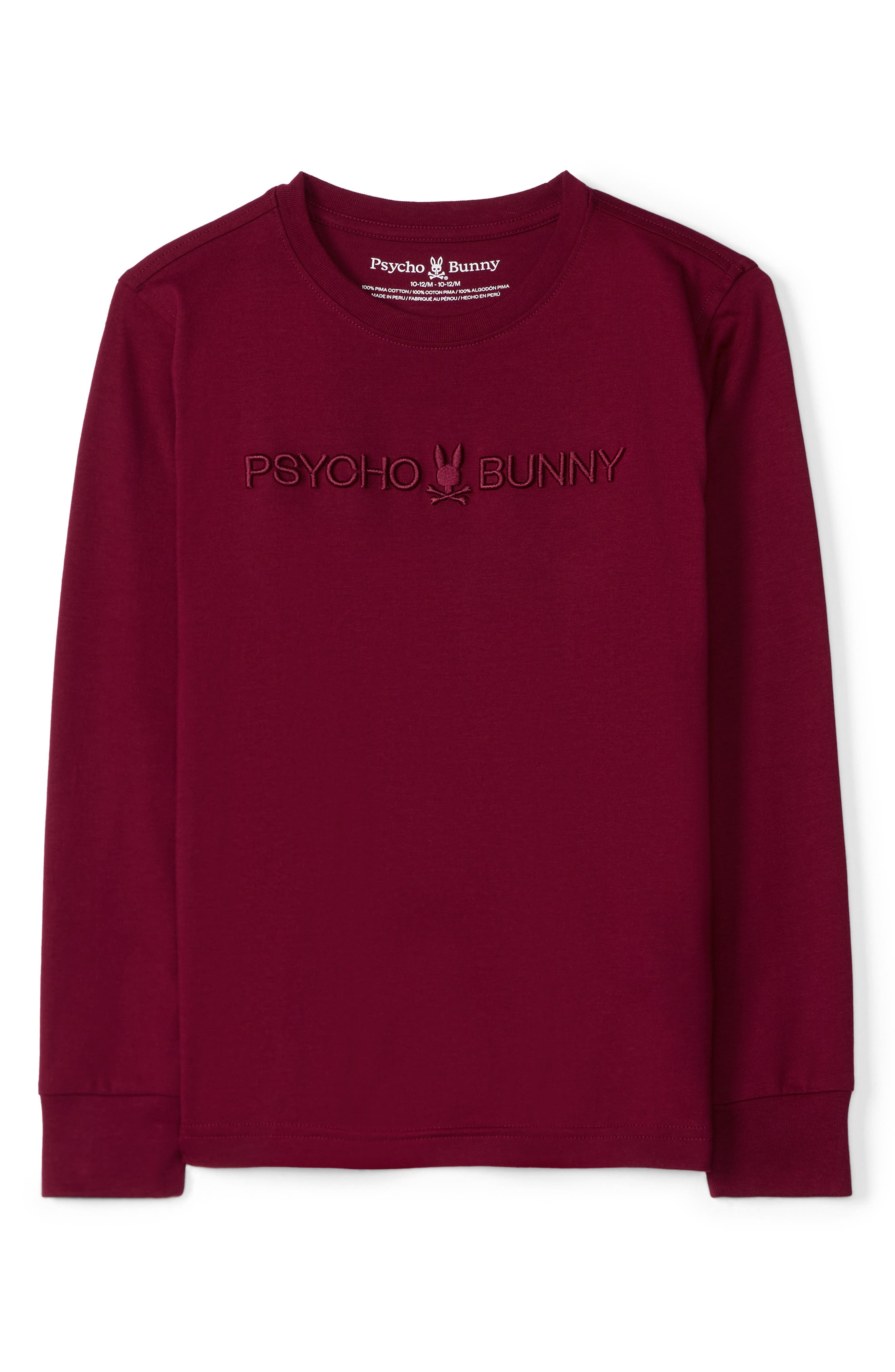 Psycho Bunny Kids' Lakewood Embroidered Long Sleeve Pima Cotton T-Shirt
