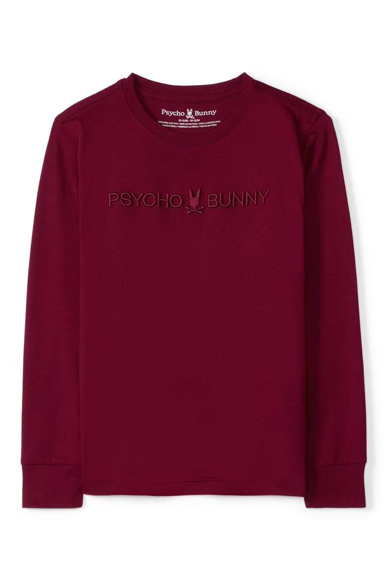 Kids' Lakewood Embroidered Long Sleeve Pima Cotton T-Shirt, Main, color, CRIMSON