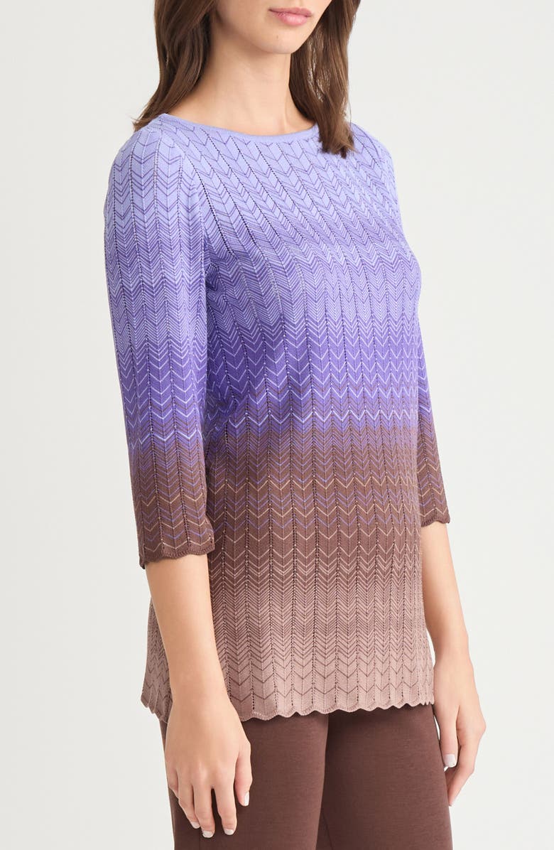 Misook Ombré Pointelle Sweater, Alternate, color, Purple Multi