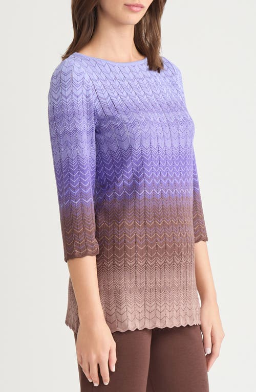 Misook Ombré Pointelle Sweater In Purple