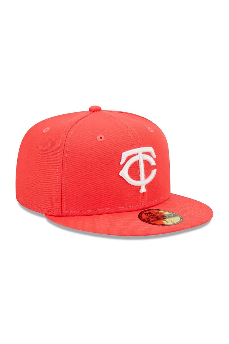 Men's New Era Red Minnesota Twins Lava Highlighter Logo 59FIFTY Fitted Hat, Alternate, color, Red
