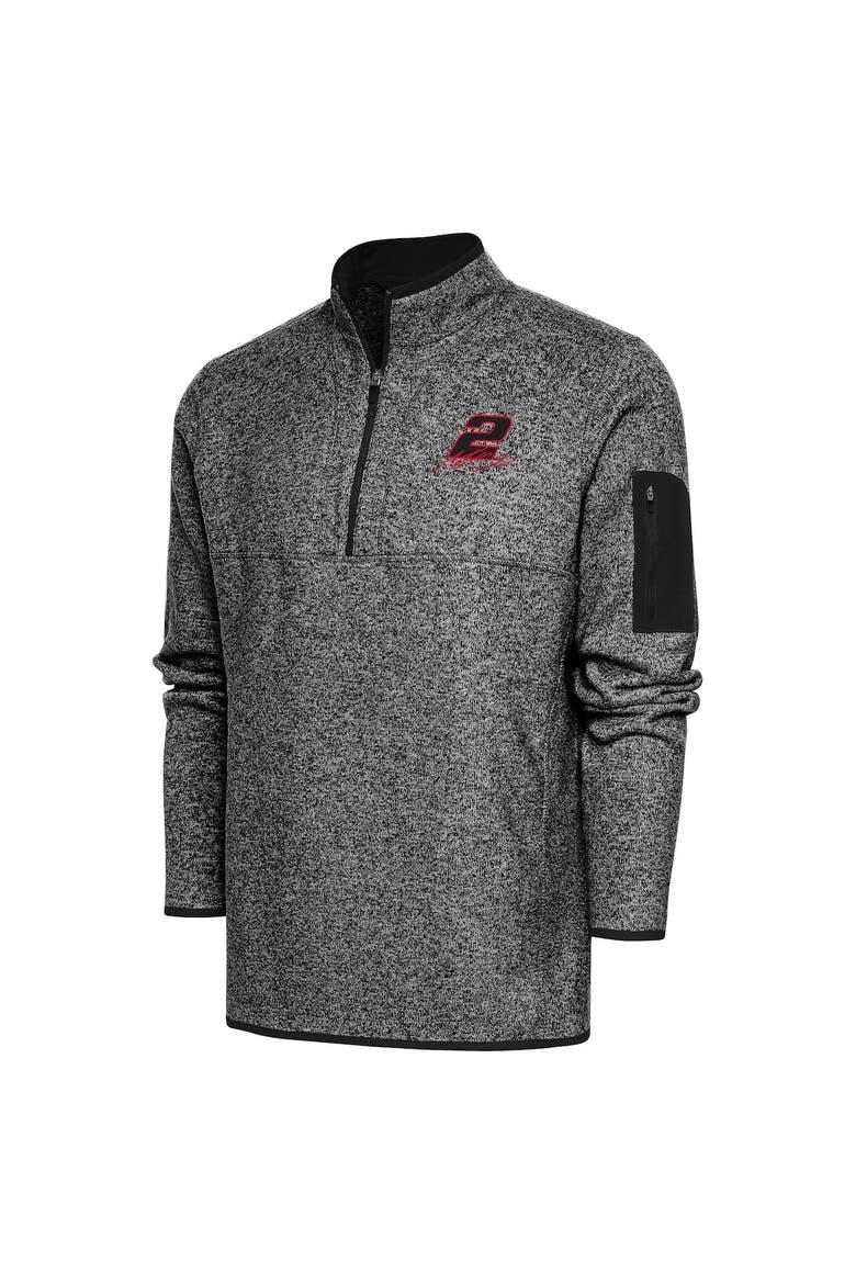 Men's Antigua Heather Black Austin Cindric Fortune Quarter-Zip Pullover Jacket, Alternate, color, Heather Black