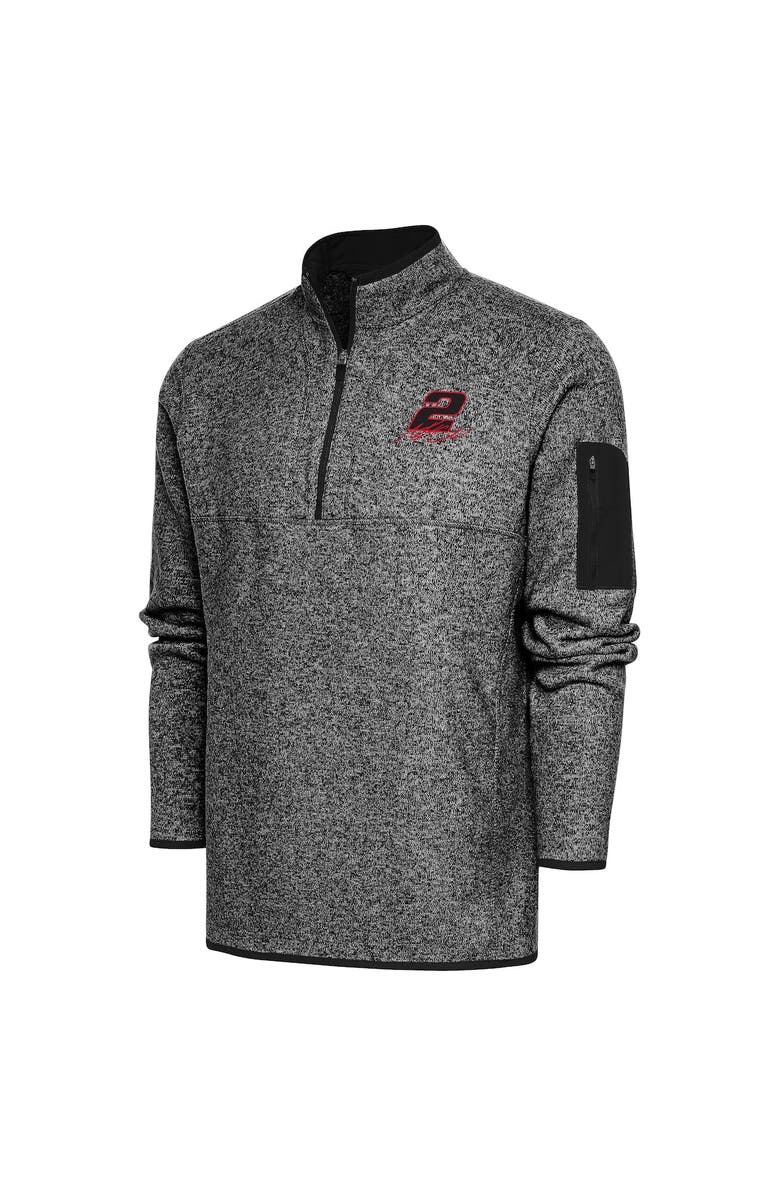 ANTIGUA Men's Antigua Heather Black Austin Cindric Fortune Quarter-Zip Pullover Jacket, Alternate, color, Heather Black