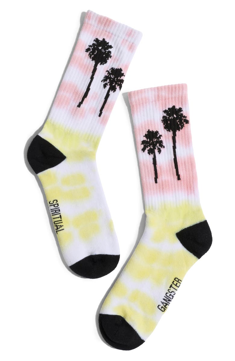 Spiritual Gangster Summer Soul Crew Socks, Alternate, color, Pink Tie Dye