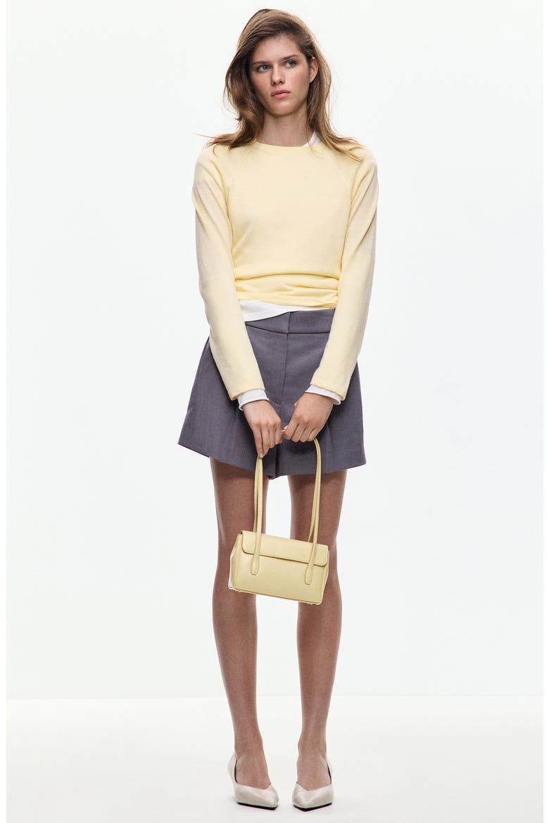 Tie Back Detail Crewneck Sweater, Alternate, color, PASTEL YELLOW