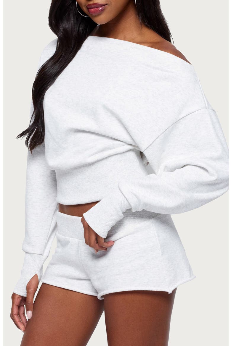 Hennie Off Shoulder Sweatshirt, Alternate, color, LIGHT-GRAY-MELANGE
