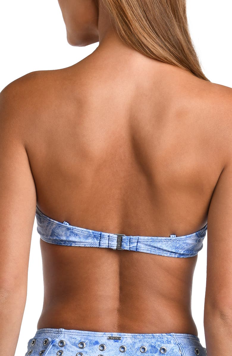 L'AGENCE Alexandria Denim Strapless Underwire Bikini Top, Alternate, color, Blue