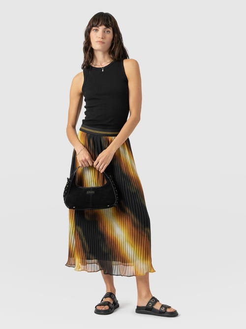 Saint + Sofia Aria Pleated Skirt In Yellow