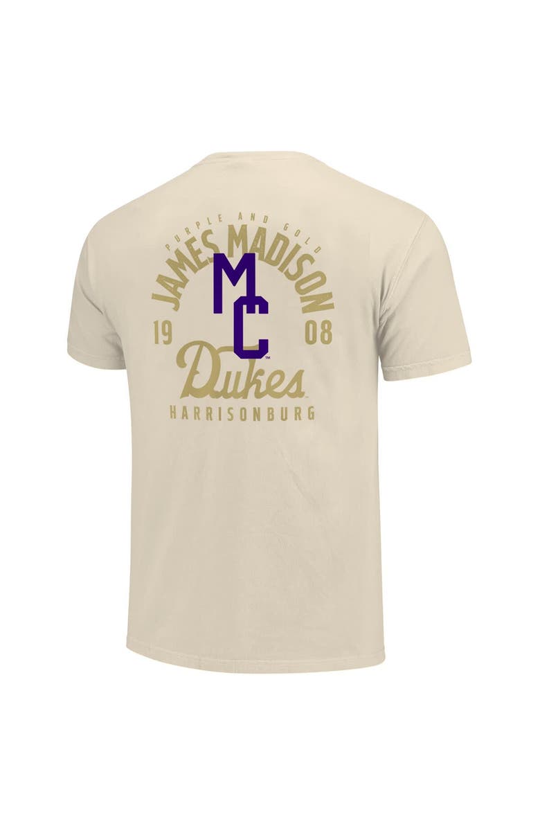 IMAGE ONE Men's Cream James Madison Dukes Comfort Colors Mascot Overlay T-Shirt, Alternate, color,