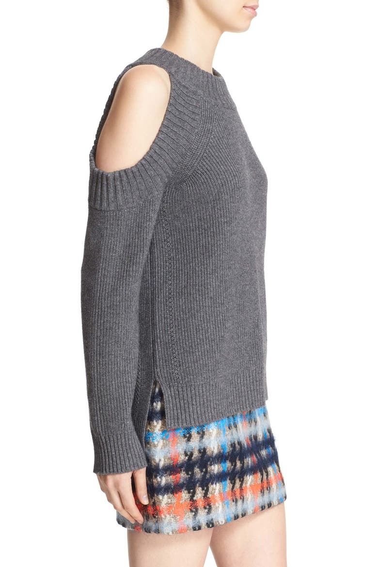 Cold Shoulder Crewneck Sweater, Alternate, color, GREY