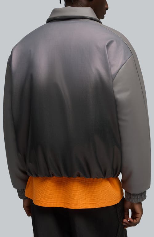 Puma Oversize Faux Leather Bomber Jacket In Gray