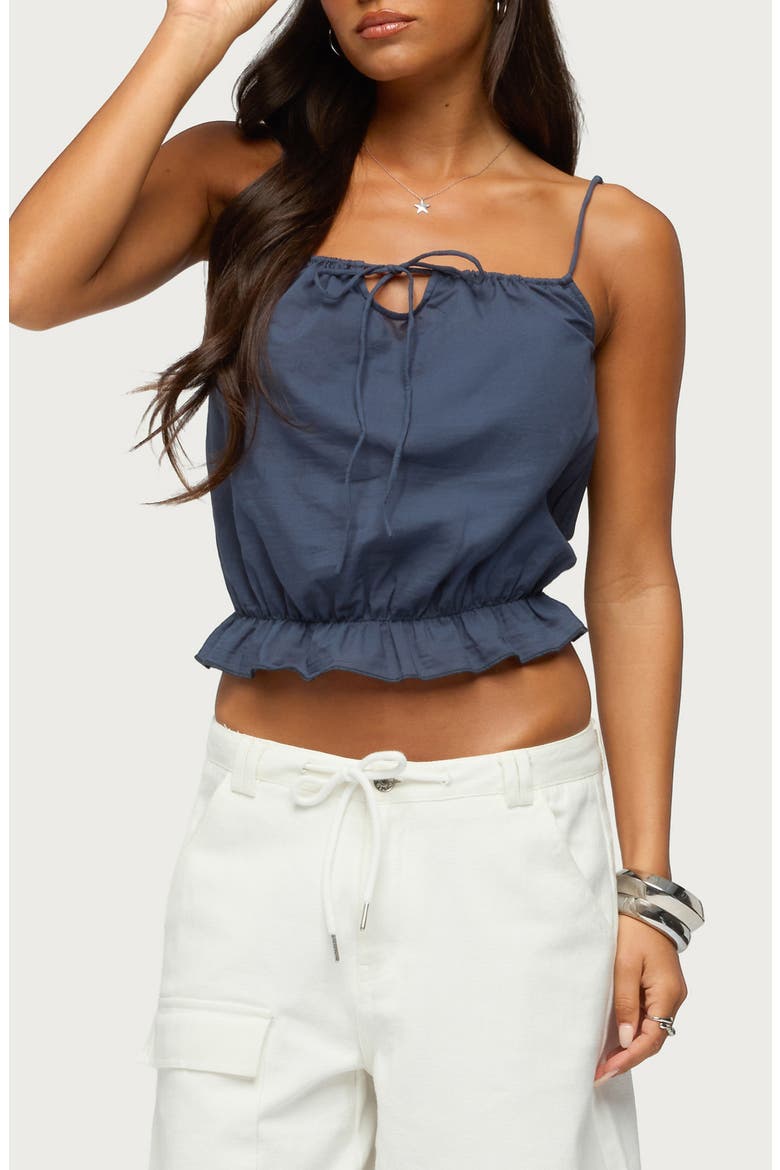 Tohar Keyhole Tie Front Top, Main, color, NAVY