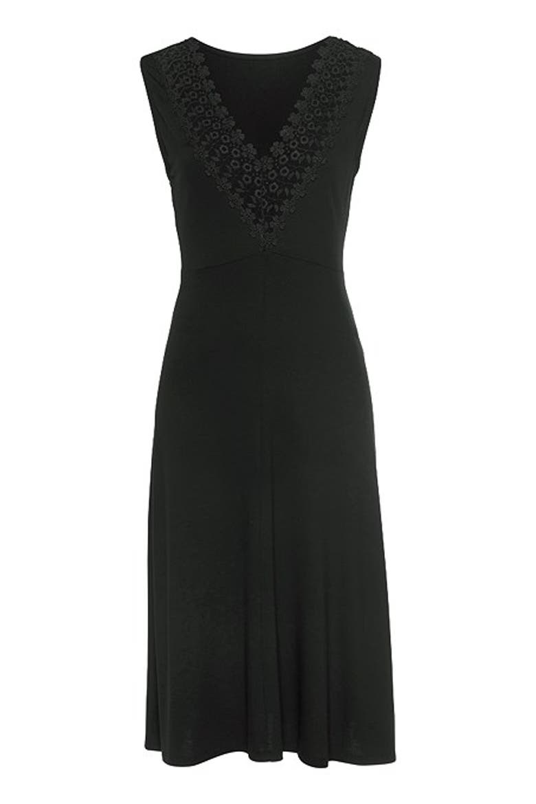Women's V-Back Lace Accent Dress, Alternate, color, Black