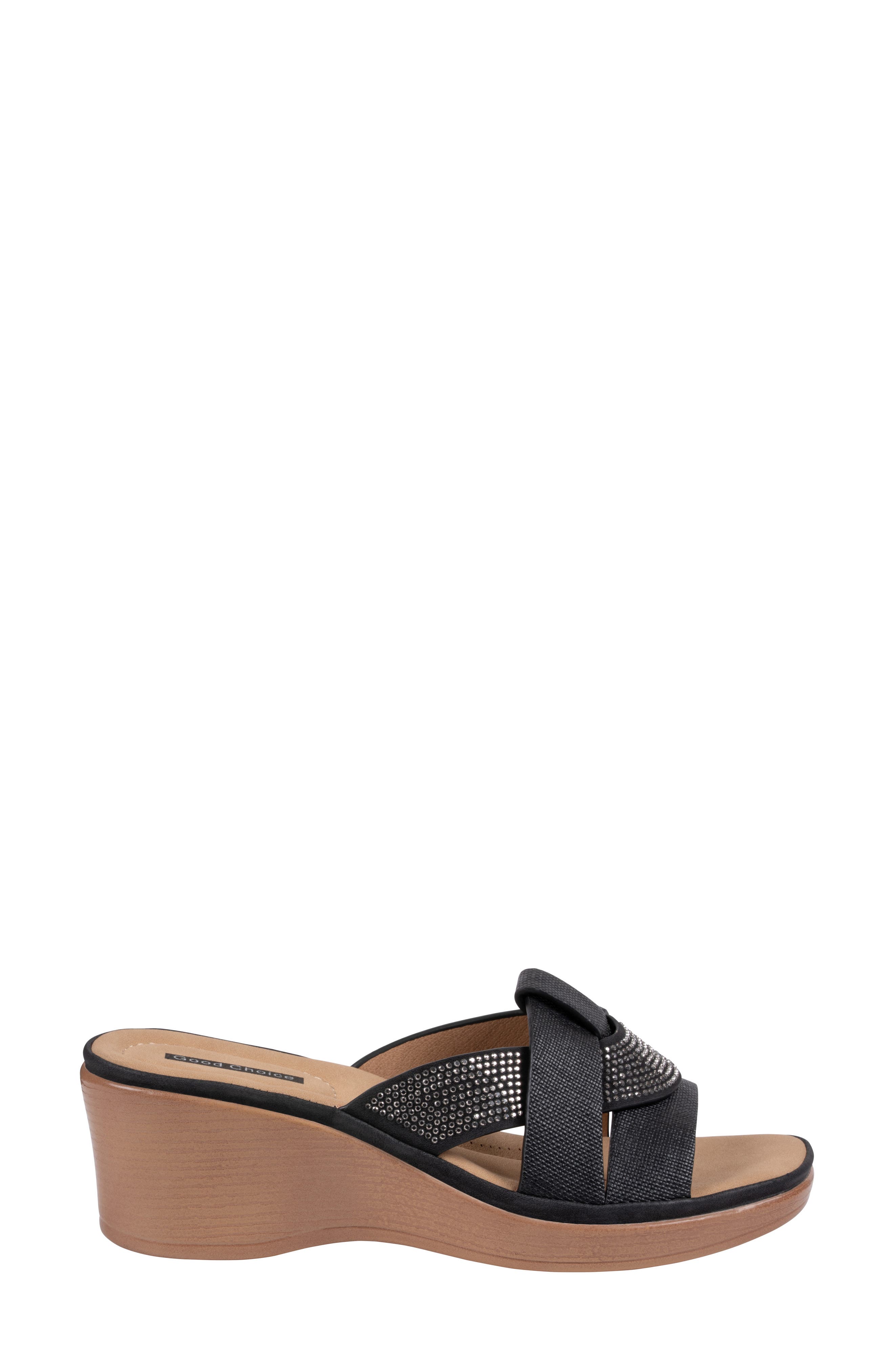 GOOD CHOICE NEW YORK Selva Platform Wedge Slide Sandal, Alternate, color, Black